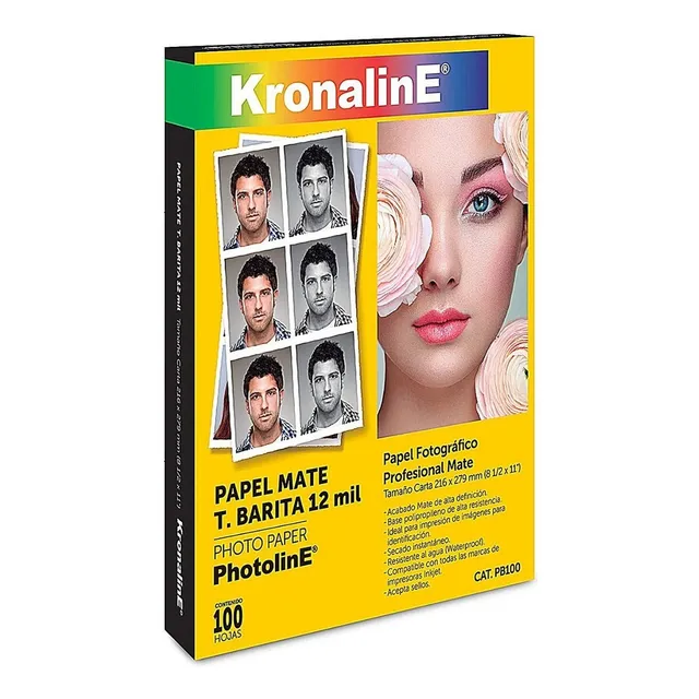 Papel Fotografico Barita Mate Carta 100h Kronaline Pb100 Color Blanco
