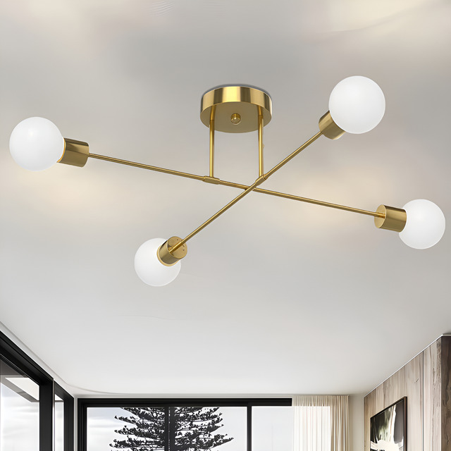 Luminária Lustre Teto Moderno Pendente Para Sala 4 Lâmpadas