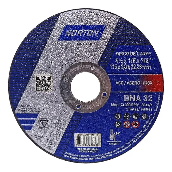 Disco Corte Metal 4-1/2  X 1/8  X 7/8  Bna32 - Norton