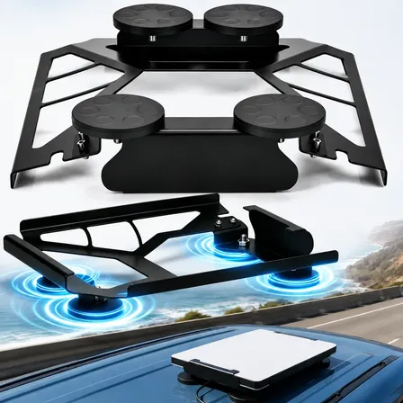 Case Suporte Magnético Para Starlink Mini Veícular Teto Carro  4 Ímãs Neodímio N52 66mm Alta Potência Aço Carbono Não Bloqueia Sinal Antivibração Fixação Preto