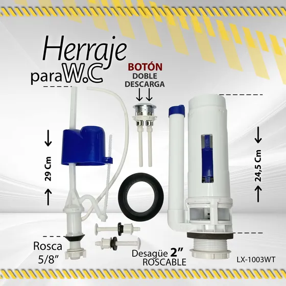 Herraje P/wc Doble Descarga Roscable Largo Lx1003wt / 10689