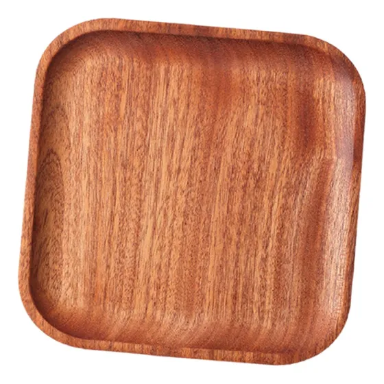 Bandeja De Madeira Para Servir Salada, 18cmx18cmx1,5cm