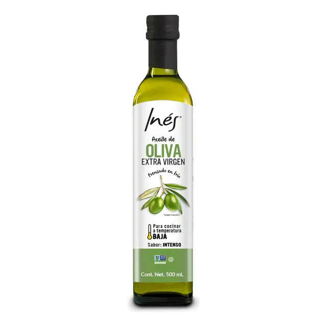 Aceite De Oliva Extra Virgen Inés 500ml Prensado En Frio Cocinar Horear Aderezo Marinar Antioxidantes Vitamina E Omega 3 Libre Colesterol Órganico Saludable