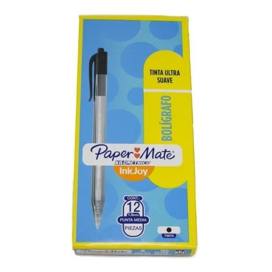 Boligrafo esfero Paper Mate Kilometrico retractil caja x 12 color del exterior al color de la tinta