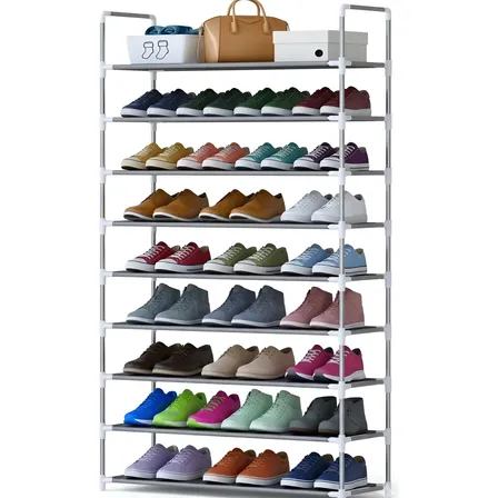 Sapateira Vertical Forte Aço Inox 9 Prateleiras 54 Sapatos Prateado
