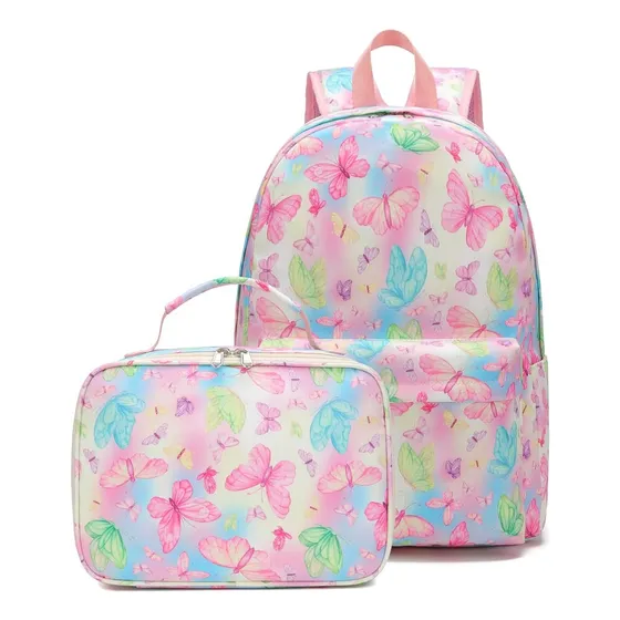 Morral Escolar Y Lonchera Para Niñas Modelo Mariposas