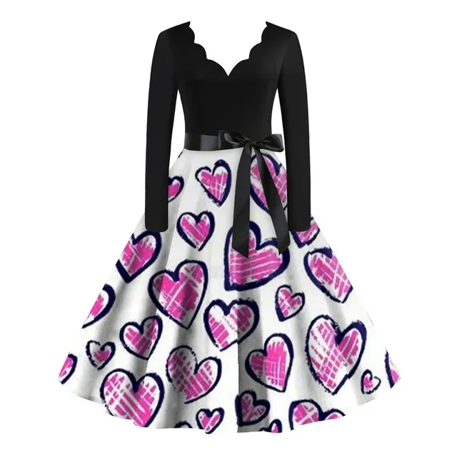 Vestido Casual Manga Larga Dobladillo Estampado Entallado 68