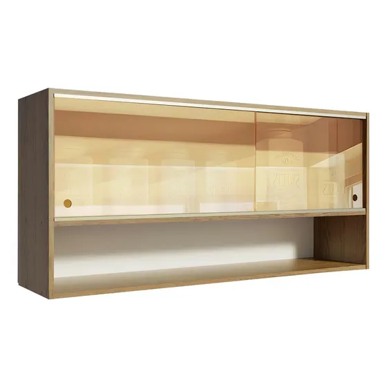 Alacena de Cocina Madesa Emilly 2 Puertas Corredizas de Cristal Reflex 105cm Marrón