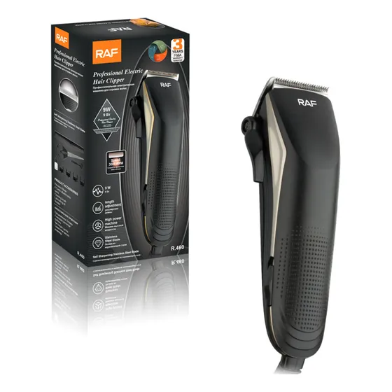Máquina Afeitadora Y Cortadora De Pelo Profesional Color Negro Y Plateado 4 Peines Y Tijera 220V R.460