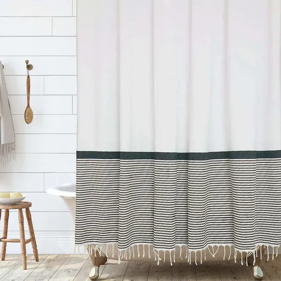 Cortina Ducha Moderna Raya Borla Para Decorcion Baño Casa %