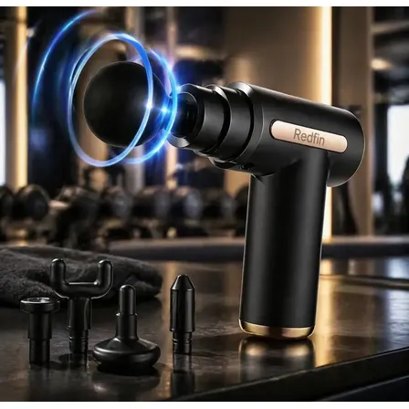 Pistola Massageador Redfin Muscular Liberação Miofascial Digital Portatil Fisioterapia Corporal 6 Velocidades 4 Cabeças De Massagem Cor Variada 127/220v Cinza
