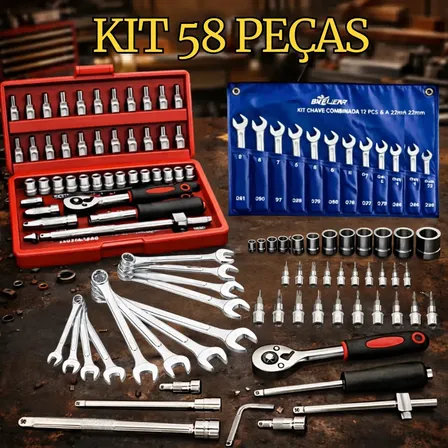 Kit Jogo de Ferramentas 58 Peças Hexon