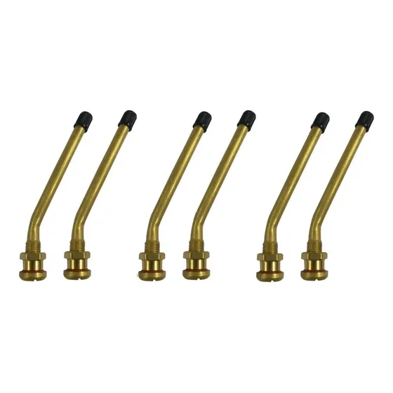 Kit 6 Válvulas Curvas Picos Bronce Para Llanta Camión Tr561