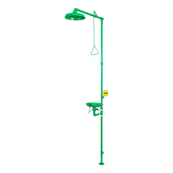 Chuveiro E Lava Olhos Aço Galvanizado Pintura Em Verde