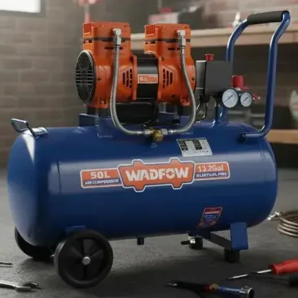 Compresor De Aire 50 Litros Wadfow 1,6 Hp Sin Aceite Silencioso Azul