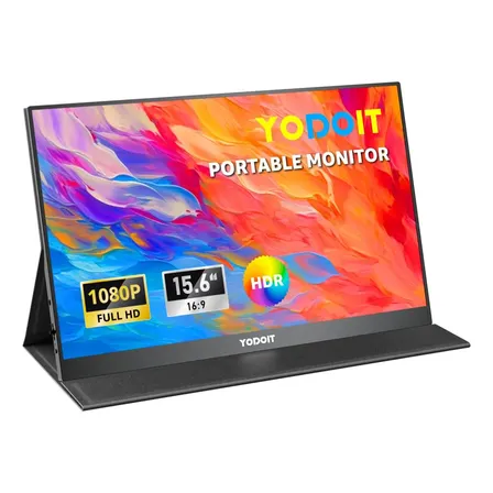 Yodoit Monitor Portátil Yodoit De 15.6 Polegadas Ips Fhd 1080p Usb Type-c, Monitor De Jogos Portátil 100% Srgb 1920 X 1080 Hdr Com Hdmi/usb C Para Macbook Pc Xbox Ps4/5 Nintendo Switch Black 127/220v