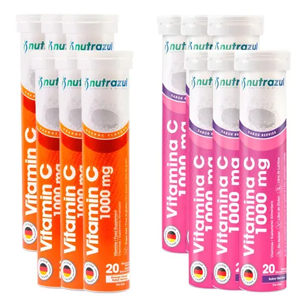 Vitaminas C Nutrazul (pack  12 U ) 20 Tab. Efervescentes C/u Naranja Y Berries