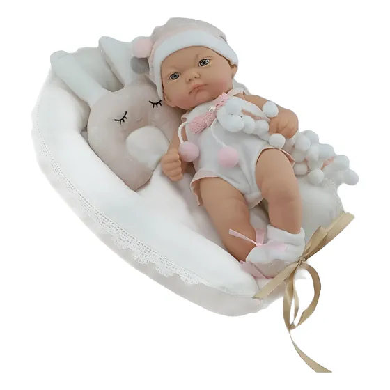 Muñeco Bebe Reborn Realista Con Cobija Y Cama 24cm