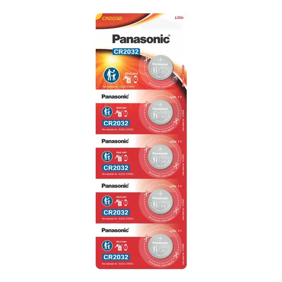 Panasonic CR2032 pilha botão kit de 5 unidades
