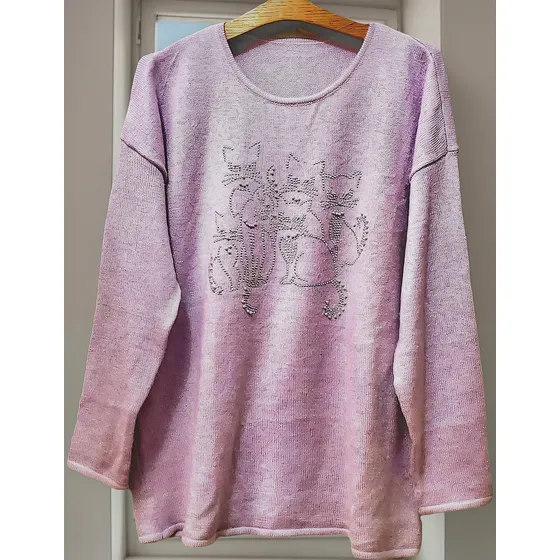 Buzo Dama,nuevo.t.xl. Rosa C Brillos De Gatitos.