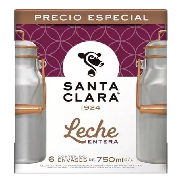 Leche Santa Clara Entera 6 Piezas De 1 Lt