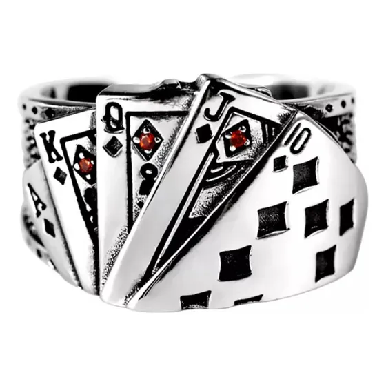 Anillo Cartas Poker As Trebol Corazon Póquer Hombre Mujer