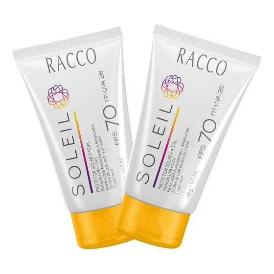 Protetor Solar Facial Kit C/2 Fps70 Racco Mega Promoção