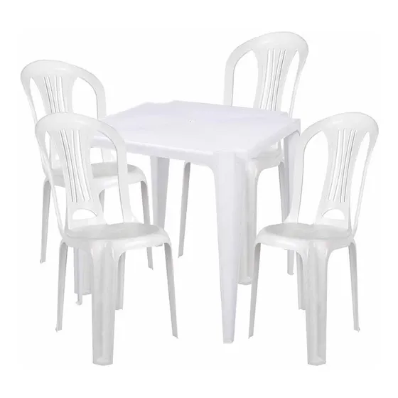 Conjunto Mesa Plástica Com 4 Cadeiras Bistrô Mor