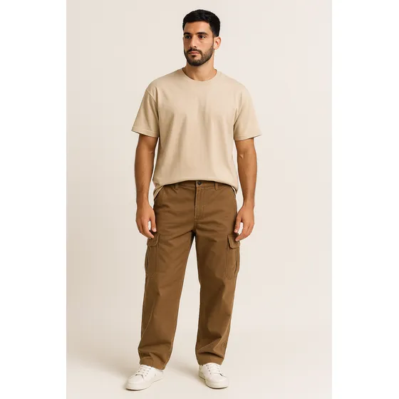 Pantalon Cargo Gabardina Colores  Versatil Bolsillos Hombre