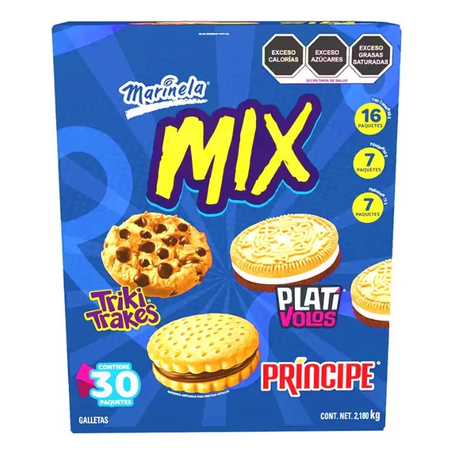 Galletas Marinela Mix 30pz Príncipe Plativolos Triki-trakes