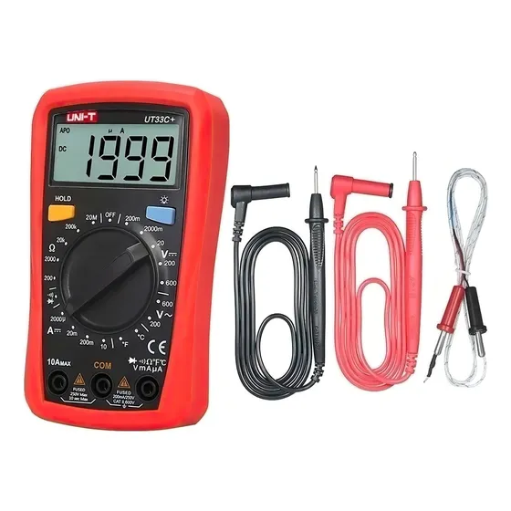 Multímetro digital UNI-T UT33C+ 600V AC/DC medición de temperatura CAT II 600V