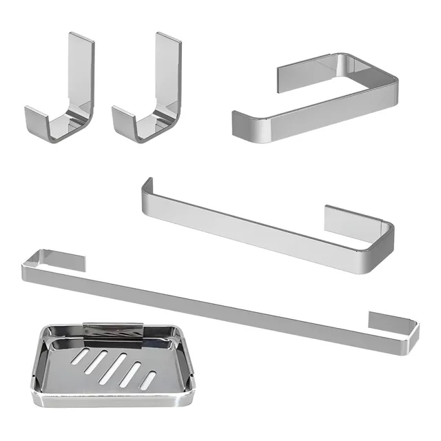 Kit Acessorios Para Banheiro 6 Peças Quadrado Cromado