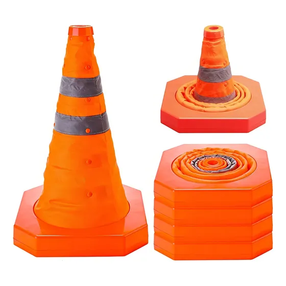 Cono Vial Plegable Naranja 40cm Reflectivo Base Plastica
