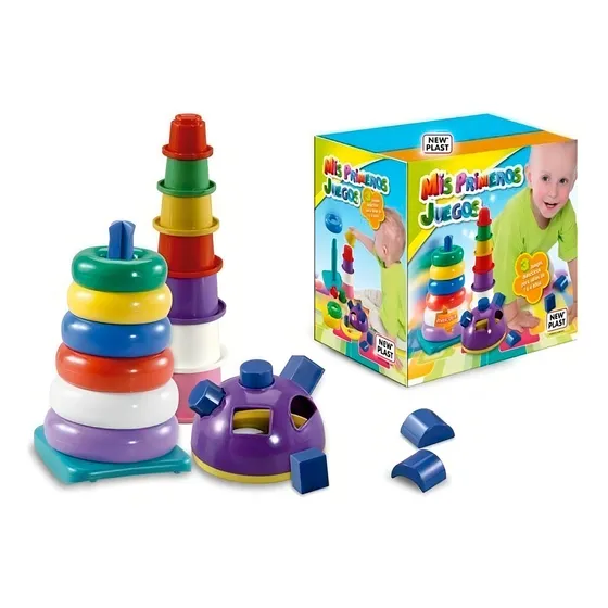 Torre Didactica + Torre Apilable + Medio Bolon New Plast Color Multicolor