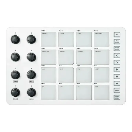 Teclado Midi Sem Fio M-vave Smc-pad 16 Pads Branco Conexão Bt Integrada