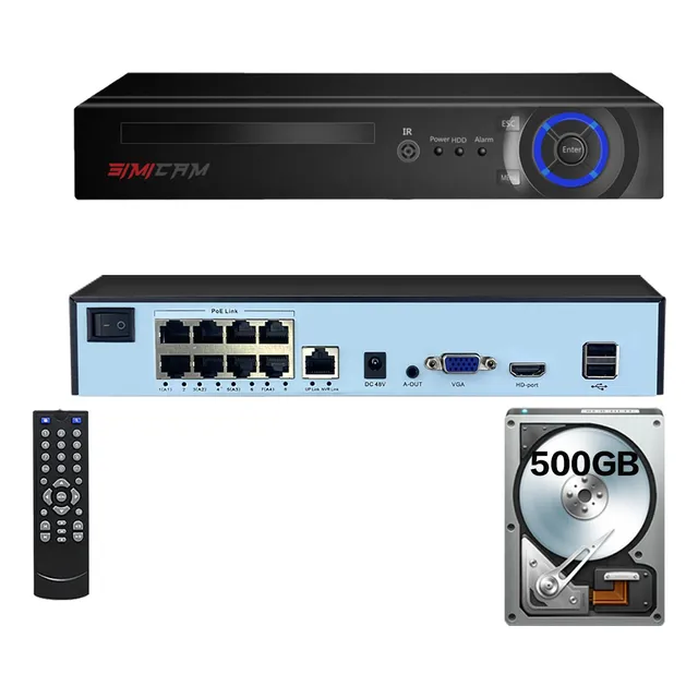 4k Poe Nvr 8 Canales Cámaras Ip Onvif Compatibilidad 500gb 127V