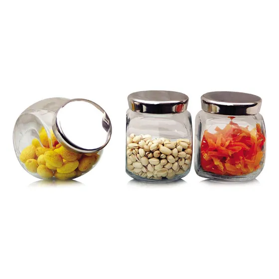 Frasco Vidrio Recipiente X 3 Tapa Metal 1.500 Ml