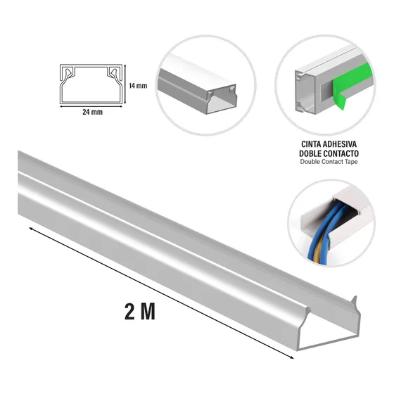 Canaleta Pvc 24x14mm 2mts Troen