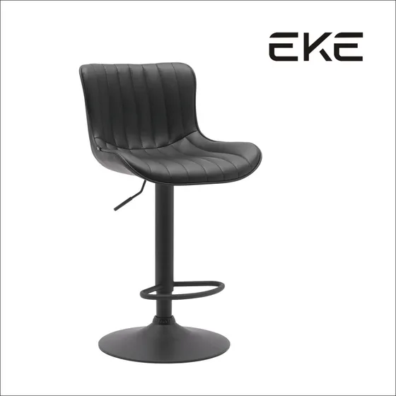Banco Eke Life Home Color Negro Tactopiel Altura Ajustable Bar Cafetería