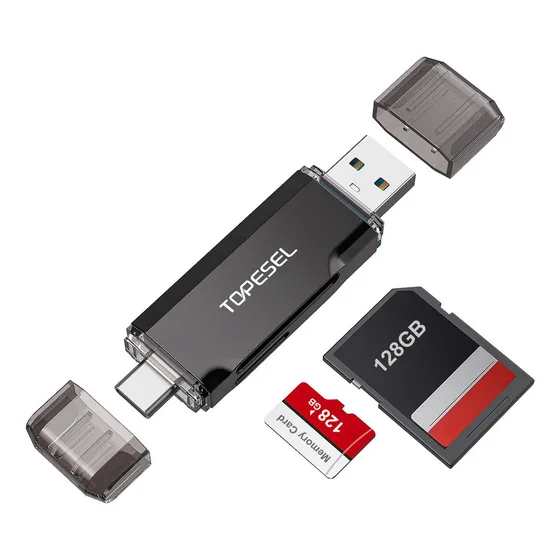 Lector De Tarjetas 2 En 1 Adaptador Micro Sd Usb Otg Celular Color Negro