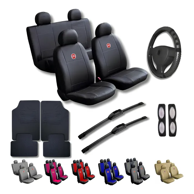 Kits Capas Para Banco Fiat + Tapetes E Palhetas Dianteiras