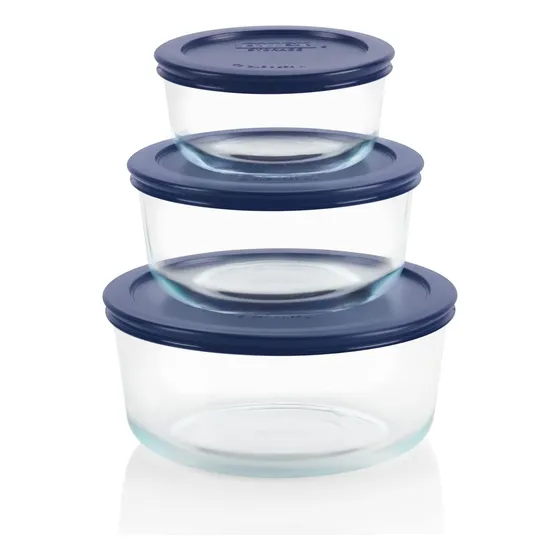Juego De Recipientes Pyrex, Redondos, De Vidrio, Con Tapas