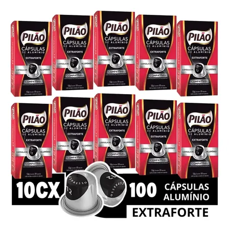 100 Cápsulas Café Pilão Extraforte 12 Nespresso De Alumínio