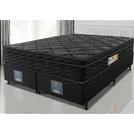 Cama Box Queen Colchão OrtoFirm Black + Box 158x198x67 One Face Espuma D33 Preto