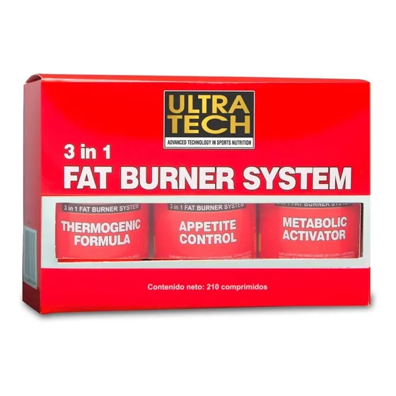 Quemador De Grasas Ultra Tech Fat Burner 3 En 1 Suplemento Compuesto Por 3 Fórmulas Termogénico Sabor Sin sabor