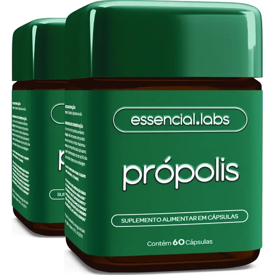 02 POTES do PRÓPOLIS VERDE com 1000mg na dose - Extrato com Máxima Concentração e Pureza - Essencial Labs