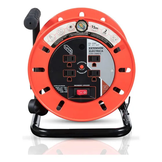 Extensión Eléctrica Con Carrete 14 Awg 15 Metros