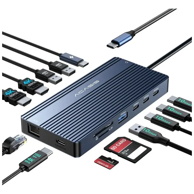 Portátil Acasis 14 En 1 Usb C Hub Dual Hdmi/dp 4k 60 Hz 100 