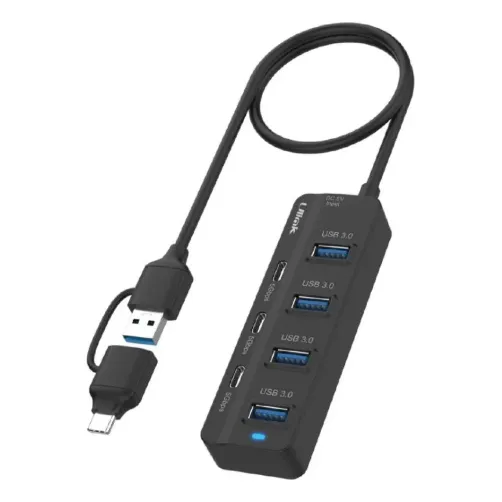 Hub 7 Puertos Usb 3.0 Con Usb C*3 + Usb3.0*4 Hubac73 Ulink Negro