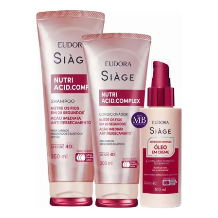 Kit Óleo Cronograma Nutrição Nutri Acid.complex Siàge Eudora